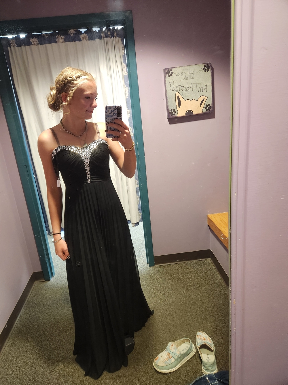 David's BridalLong Dress with Rhinestone... Black Prom Dress